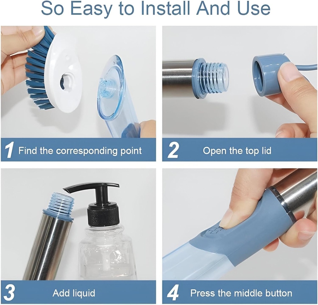 فرشاة أطباق 3 * 1 مع خزان صابون و3 فرش قابلة للتبديل