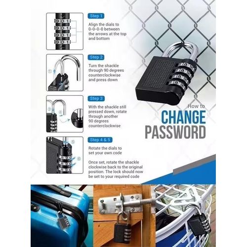 قفل أمان برقم سري من 4 أرقام للمنازل وشنط السفر والمكاتب