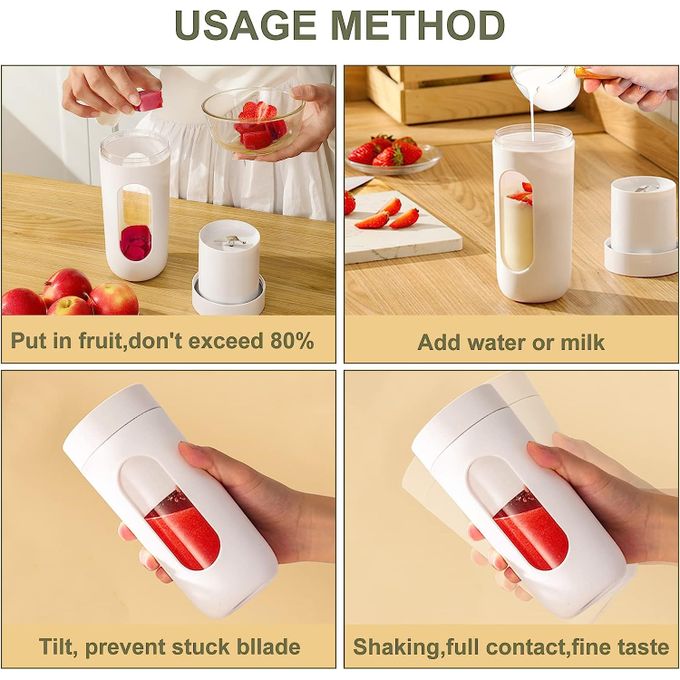 خلاط ومج فواكه وخضروات محمول 300 ملل للنادي والسفر بوصلة يو اس بي