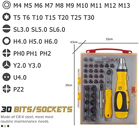 طقم مفكات براغي دقيق 36 قطعة برأس مغناطيسي ومقبض مانع للانزلاق
