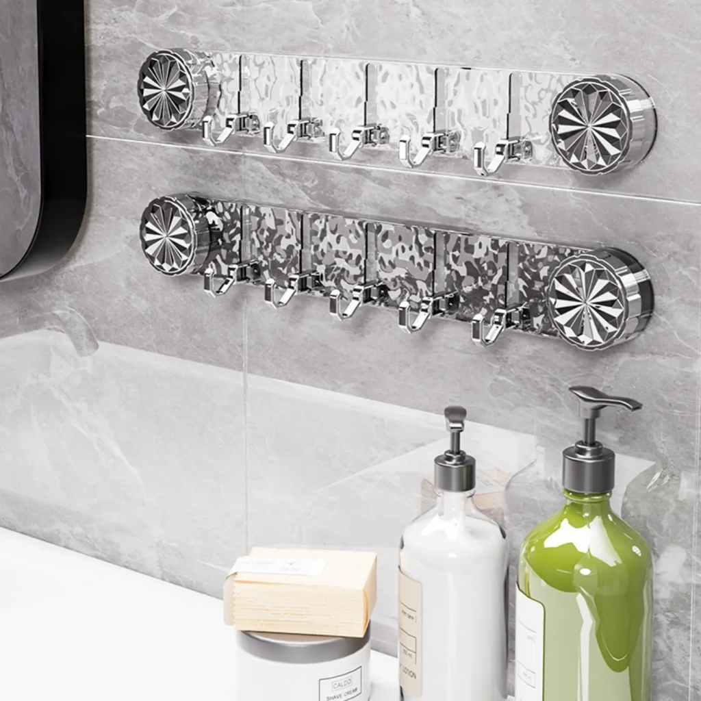 شماعة حوائط أكريليك شفاف ب 5 هوك لتعليق الملابس والحقائب