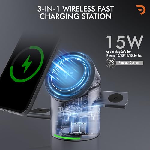 شاحن وايرليس ماجنتيك تاتش  3 * 1 للموبايل والايربودز وسمارت واتش