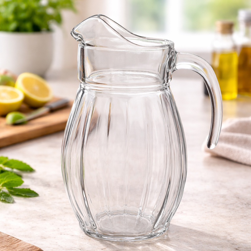 شفشق زجاج  لتقديم المشروبات والعصائر بيد لسهولة الحمل