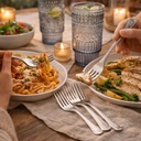 طقم شوك استانليس ستيل للعشاء 12 قطعة باللون الفضي