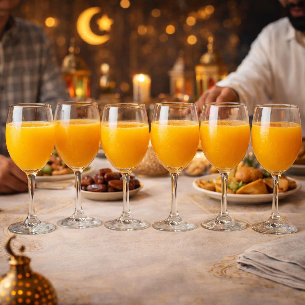 طقم كاسات 6 قطع زجاج شفاف لتقديم العصائر والمشروبات