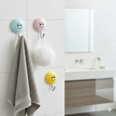 طقم هوك لاصق 2 قطعة شكل سمايل فيس لتعليق المفاتيح والكابات