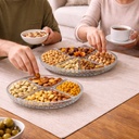 طقم تسالي مكون من قطعتين من الزجاج الشفاف لتقديم المكسرات والكاندي