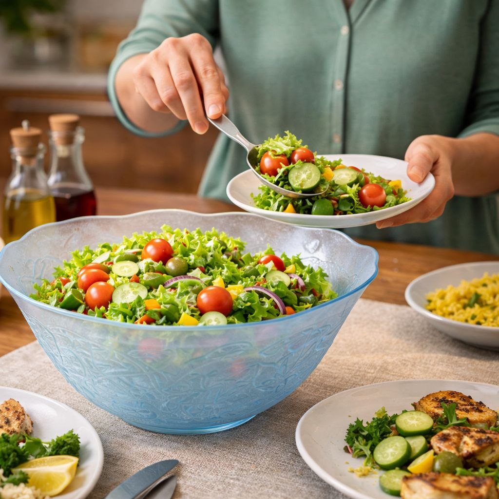 بولة زجاج لتقديم وتناول السلطات والفواكه