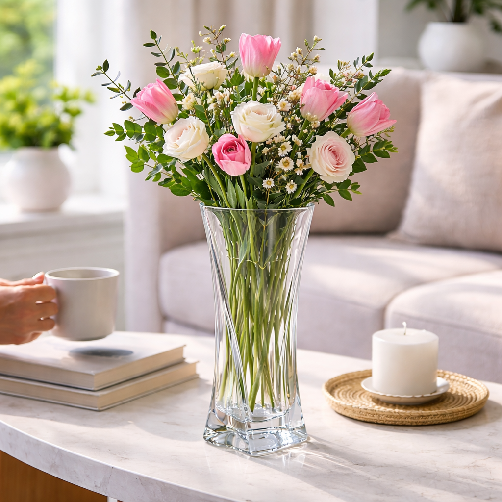 فازة ورد شيك طويلة لتجديد ديكور البيت مقاس30 * 11