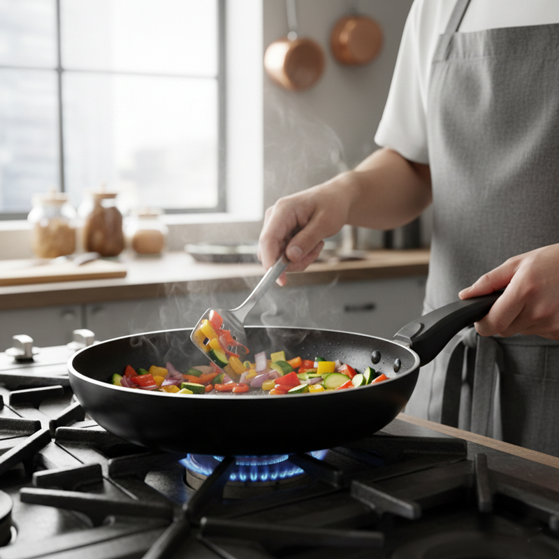 طاسة تيفلون بغطاء زجاجي بمقبض لسهولة الحمل - مقاس 30 سم