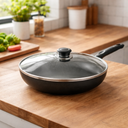 طاسة تيفلون بغطاء زجاجي بمقبض لسهولة الحمل - مقاس 30 سم