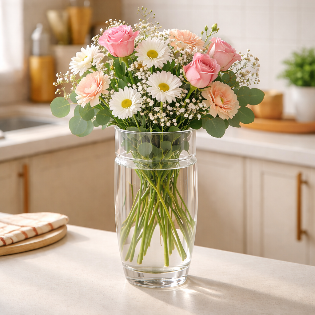 فازة زجاج شفاف لتجديد ديكور البيت مقاس 14 * 30 سم