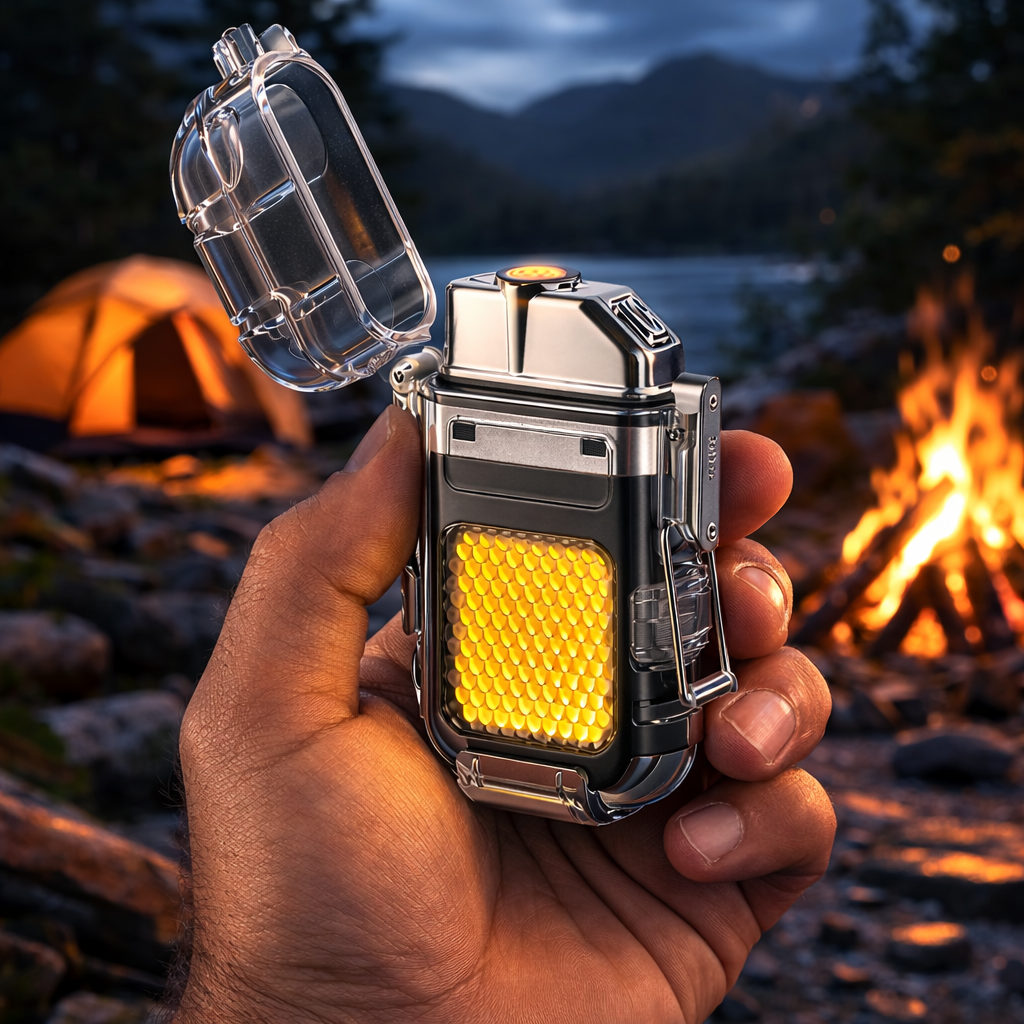 ولاعة كهربائية مقاومة للماء بكشاف ب 3 درجات إضاءة مختلفة لرحلات البحر والتخييم قابلة لإعادة الشحن