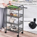 عربة تخزين ومنظم 4 أدوار بعجلات لسهولة الحركة لتنظيم أدوات المطبخ والحمام