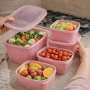 طقم علب تلاجة 4 قطع بأحجام مختلفة لحفظ وتنظيم الطعام بغطاء بإطار سيليكون محكم العلق