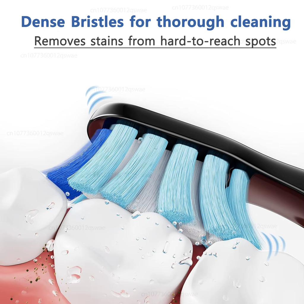 فرشاة أسنان كهربائية بتقنية الاهتزاز حتي 40000 ذبذبة 5 أوضاع مع 4 رؤوس قابلة لاعادة الشحن