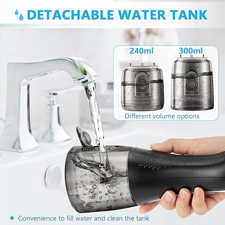 جهاز تنظيف الأسنان المائي لاسلكي ب 5 مستويات ضغط بسعة 240 ملي