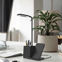أباجورة مكتب LED 4 في 1 بشاحن لاسلكي وحامل موبايل وأقلام مع 3 درجات إضاءة