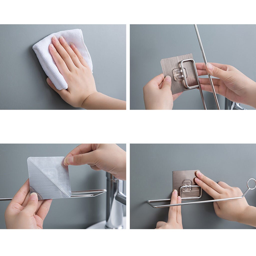 حامل معدني ذاتي اللصق للفوط والمناديل الورقية ومريلة المطبخ