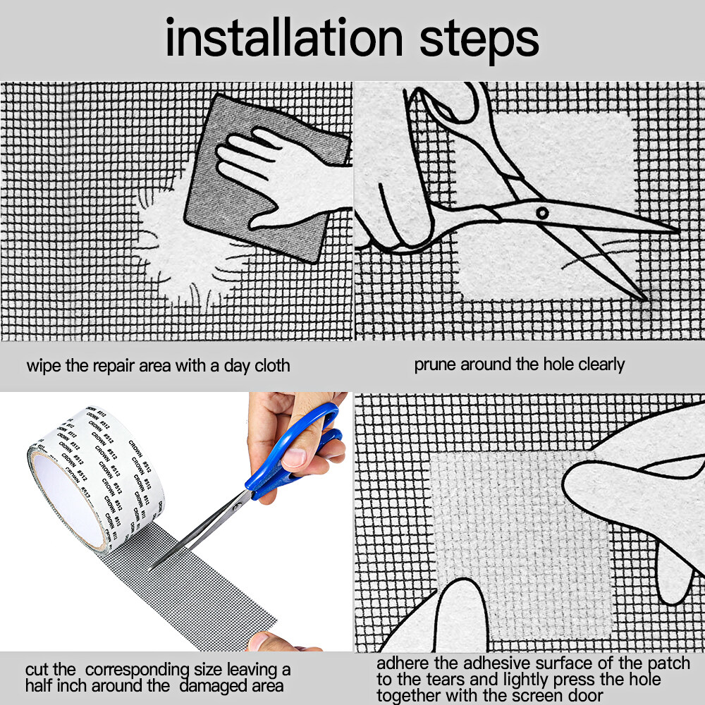 شريط شبكي لإصلاح ثقوب وشقوق سلك الشبابيك لاصق فايبرجلاس قوي مصمت