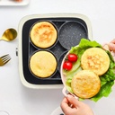 طاسة ألومنيوم بطبقة جرانيت غير لاصقة ٤ أقسام بمقبض خشبي لقلي البيض والبرجر شرائح اللحم والبان كيك