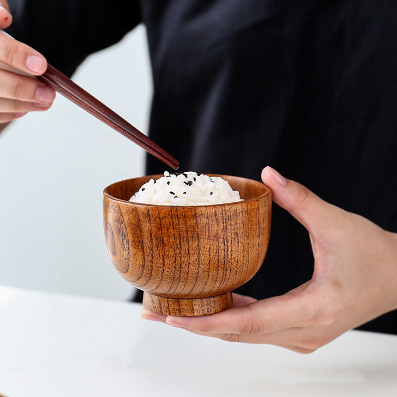 بولة خشب 10 سم بقاعدة لتقديم وتناول السلطات والشوربة والسناكس