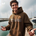 هودي القاهرة 99 اوفر سايز قطن باللون البني للرجال