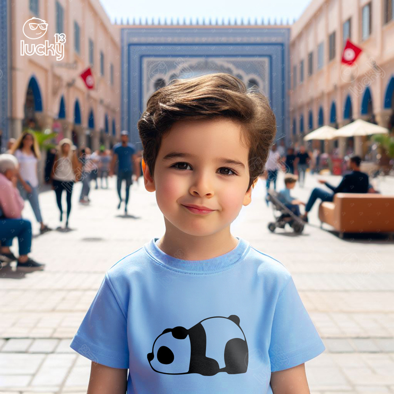 Cute Panda تيشيرت اطفال قطن باللون اللبني