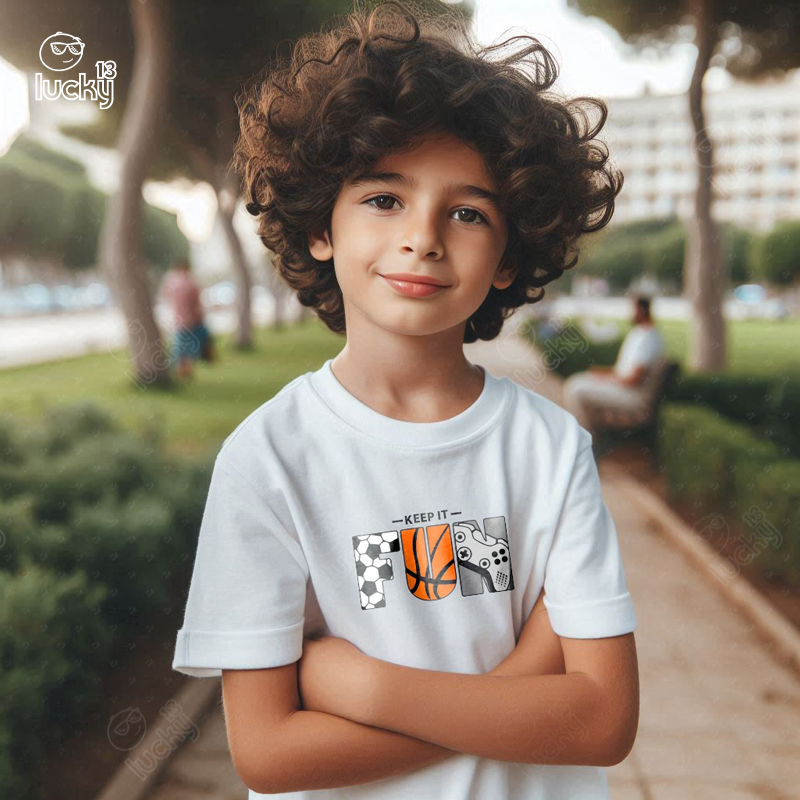  Keep It Fun تيشيرت اطفال قطن باللون الابيض  