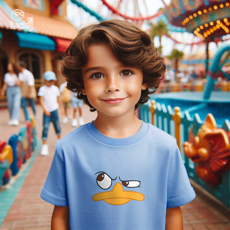 Perry The Platypus تيشيرت اطفال قطن باللون اللبني