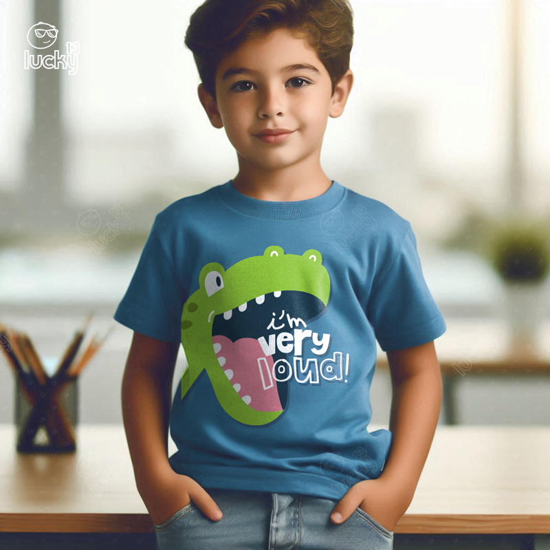 Im Very Loud تيشيرت اطفال قطن باللون اللبني