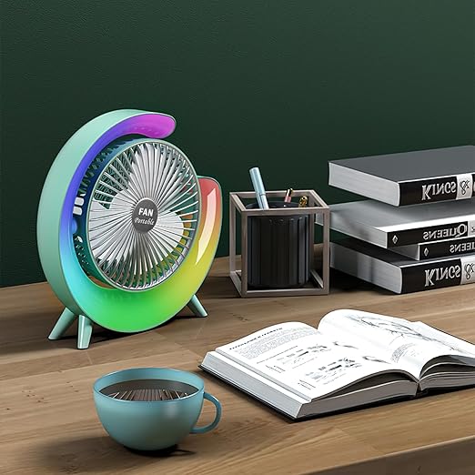 مروحة مكتب ليد بتصميم مبتكر ب 3 سرعات تهوية مختلفة تعمل بالشحن