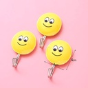 طقم هوك لاصق 2 قطعة شكل سمايل فيس لتعليق المفاتيح والكابات