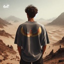 Pharaonic Scarab تيشيرت اوفر سايز قطن باللون الرمادي للرجال