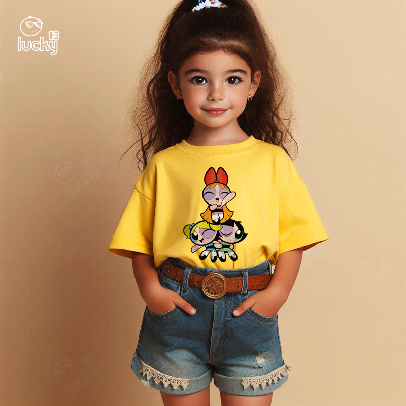 LET'S DANCE! | Powerpuff Girls  تيشيرت اطفال قطن باللون الاصفر