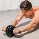 اداة تمرين وشد وتنحيف عضلات البطن مزودة ب 3 عجلات مع سجادة لحماية الركبة