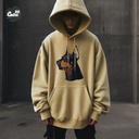 Doberman Dog هودي اوفر سايز قطن للرجال باللون البيج