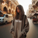 هودي "القاهرة" اوفر سايز قطن للنساء باللون البني