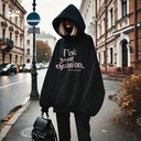 F*ck Your Opinion هودي اوفر سايز قطن باللون الاسود للنساء