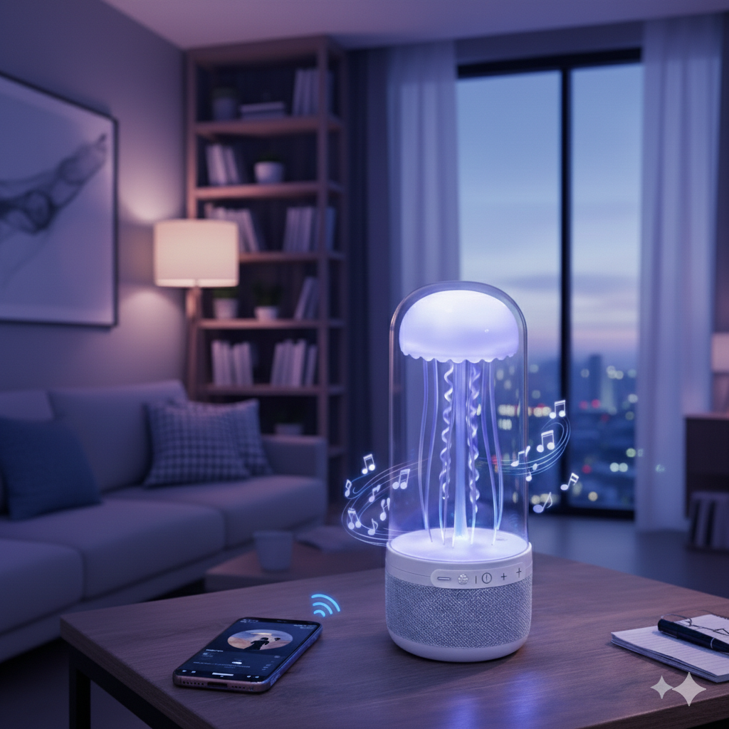 اباجورة قنديل البحر المتحرك 2*1 مع سبيكر صوت بلوتوث