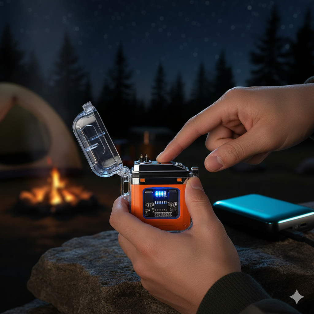 ولاعة بلازما كهربائية بدون لهب بكشاف ب 3 درجات إضاءة مختلفة مقاومة للماء قابلة لاعادة الشحن بمنفذ يو اس بي