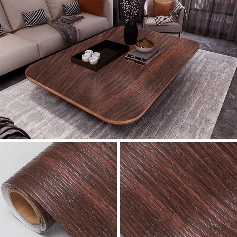 رول استيكر لاصق بتصميم خشبي مقاس 45 × 200 سم لتجديد وتزيين أسطح المطبخ والتربيزات