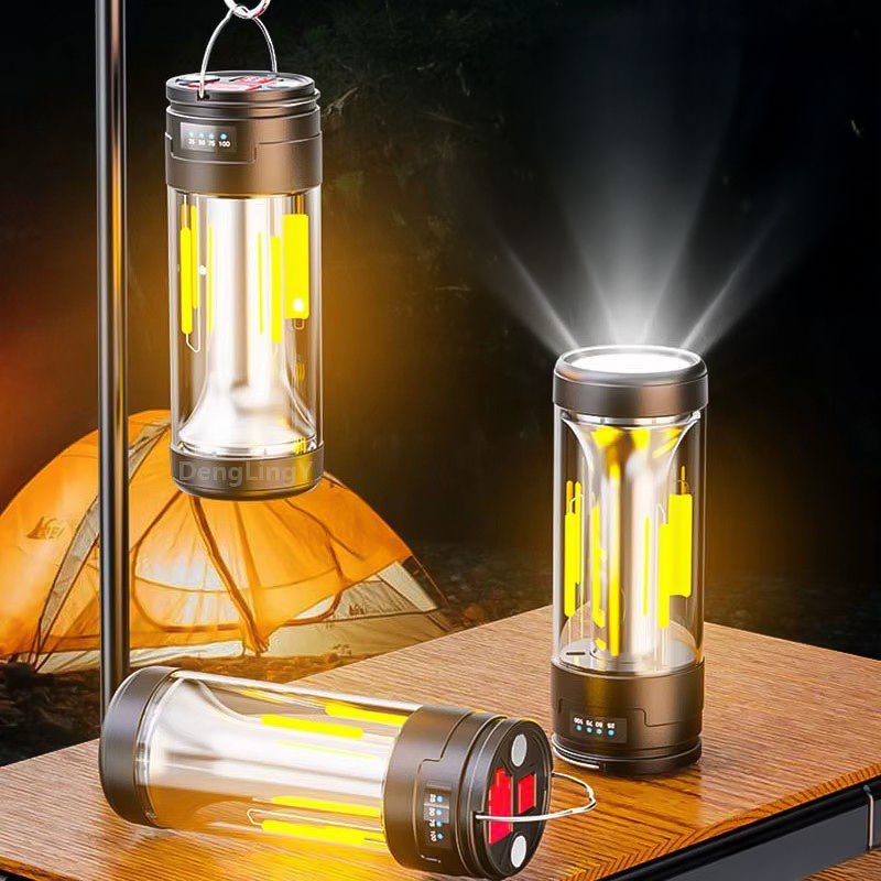 كشاف يدوي ب 4 اضاءات مختلفة يعمل كاباور بانك ومزود بهوك للتعليق