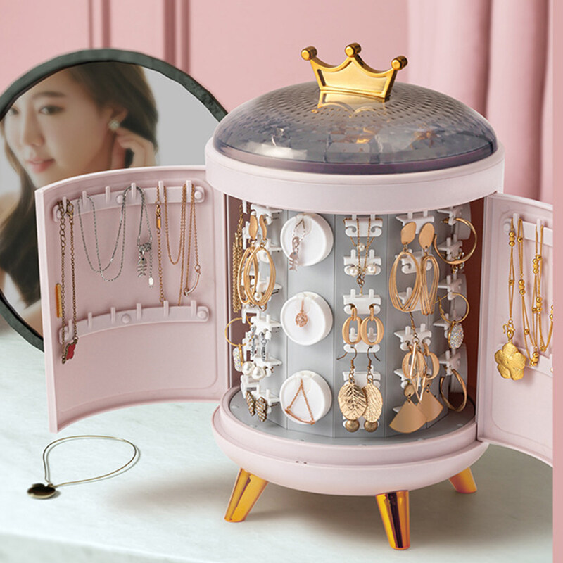 منظم اكسسوارات ومجوهرات دوار انيق للسلاسل والخواتم والحلقان