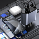 شاحن سيارة سريع للموبايلات 4*1 بكابلات قابلة للسحب ومنفذ يو اس بي - 120 واط