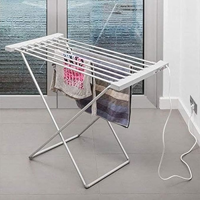 منشر غسيل كهربائي سريع التجفيف 8 ارفف قابل للطي