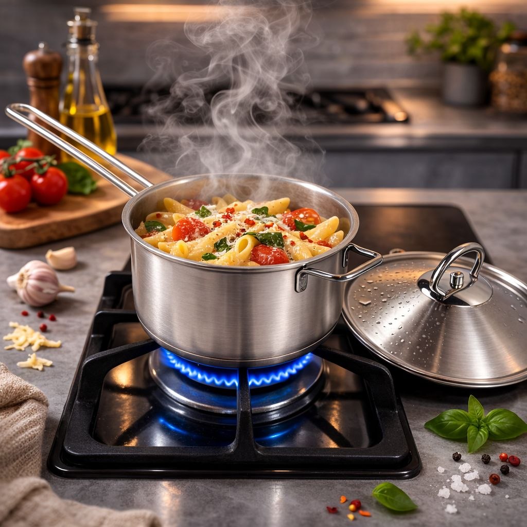 كسرولة استانلس ستيل تركي مع غطاء ويد للحمل مقاس 16 سم 1.25 لتر