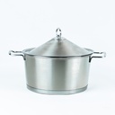 حلة استانلس استيل مقاس 24 * 12سم بغطاء ويدين لسهولة الحمل