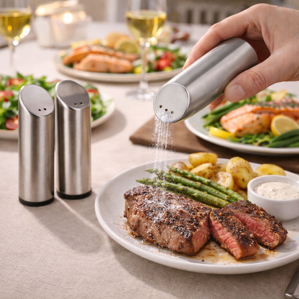 ملاحة توابل استانلس ستيل تركي بيضاوية للمطبخ والسفرة