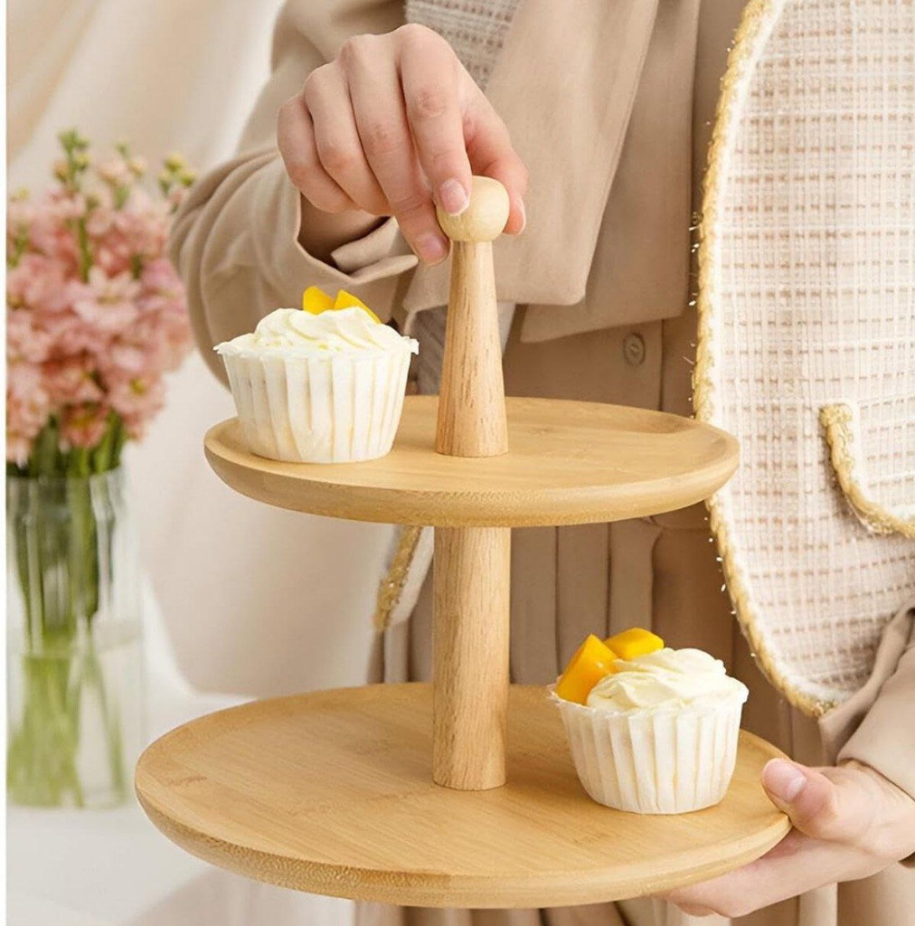 شيالة كحك لتقديم الكحك والبيتيفور طبقتين من الخشب